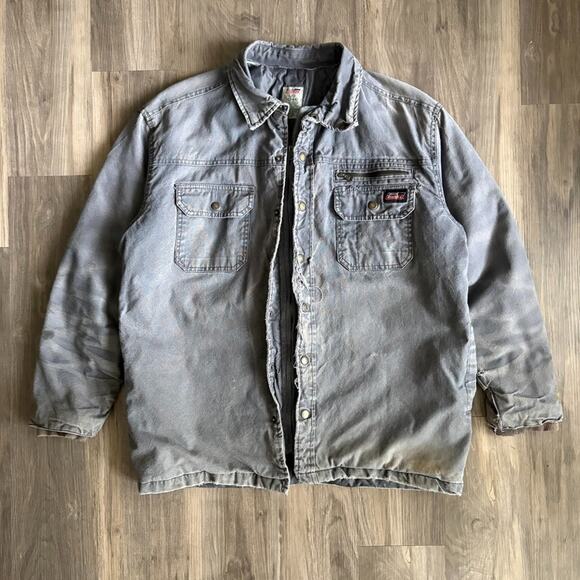 Vintage Dickies Faded Jacket Men's Size L Gray Sun Fade WIP Work Wear - Picture 1 of 9